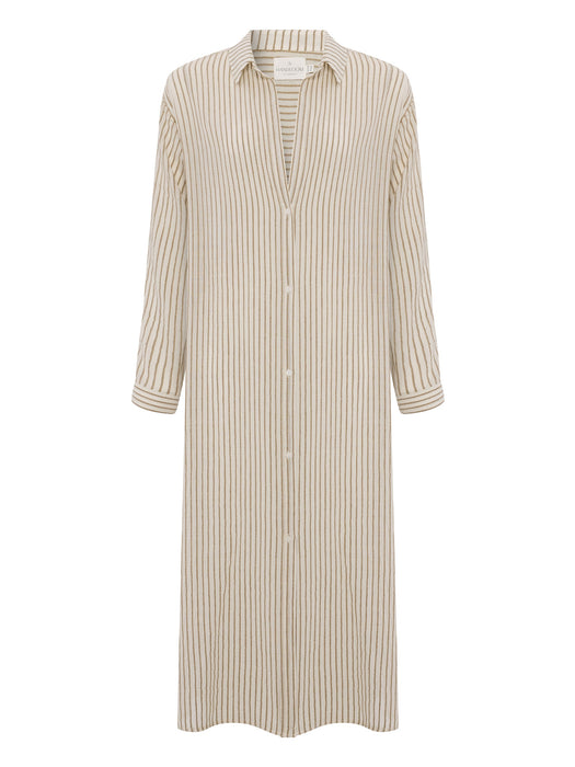Voyage Shirt Dress - Khaki Green Stripes