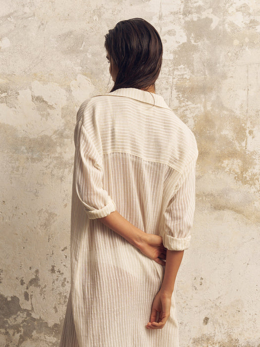 Voyage Shirt Dress - White Stripes
